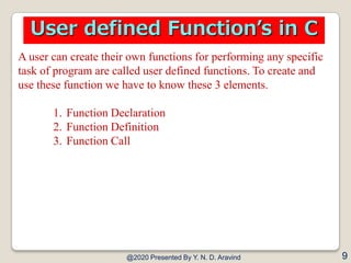 A user can create their own functions for performing any specific
task of program are called user defined functions. To cr...