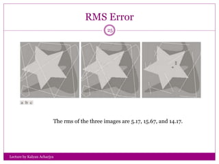 RMS Error
Lecture by Kalyan Acharjya
25
The rms of the three images are 5.17, 15.67, and 14.17.
 