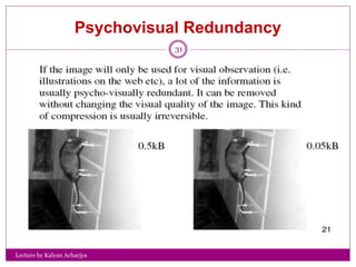 Psychovisual Redundancy
Lecture by Kalyan Acharjya
31
 