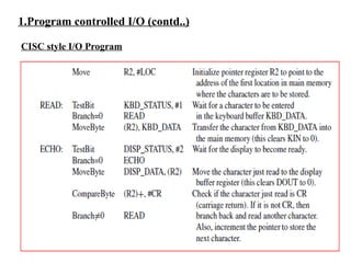 1.Program controlled I/O (contd..)
CISC style I/O Program
 