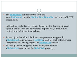 Web Application Using List Control UNIT 5 list controls.pptx