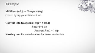 Unit 5 Measurement and Conversion for nurses | PPTX