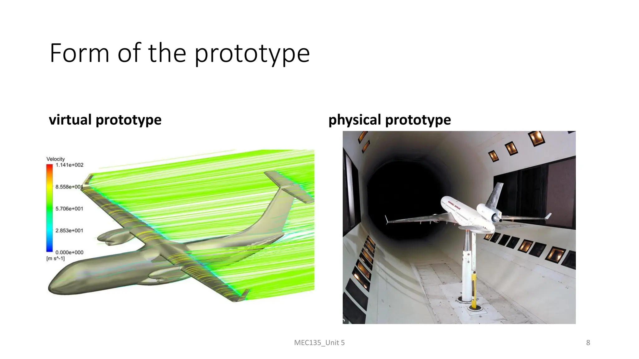 Form of the prototype
virtual prototype physical prototype
MEC135_Unit 5 8
 