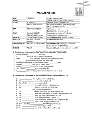Unit 5 modals | PDF