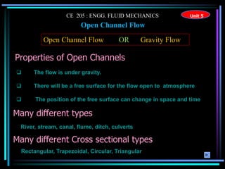 Unit 5 Open Channel flow.pdf Unit 5 Open Channel flow | PPT