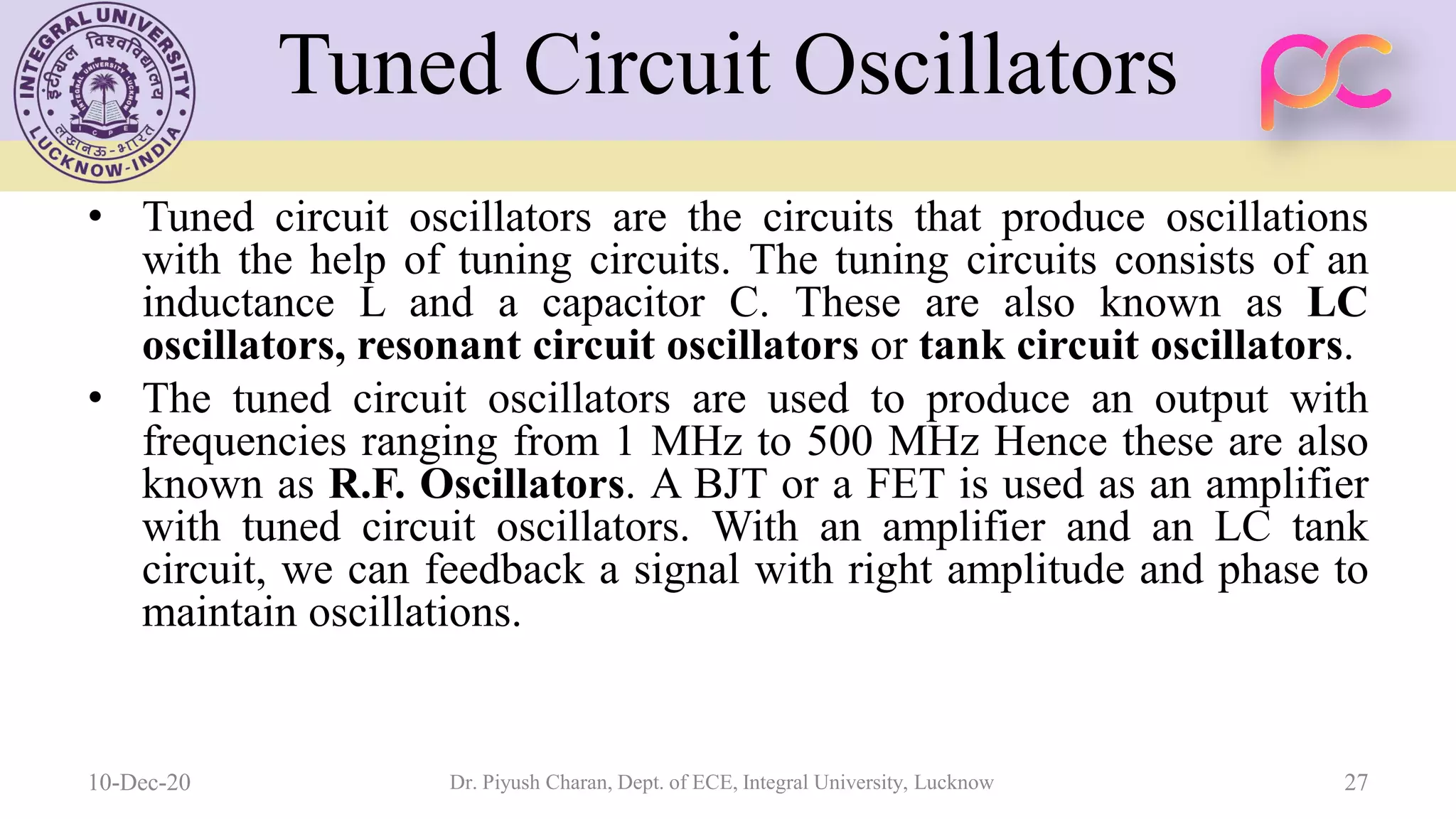 Unit 5 oscillators and voltage regulators