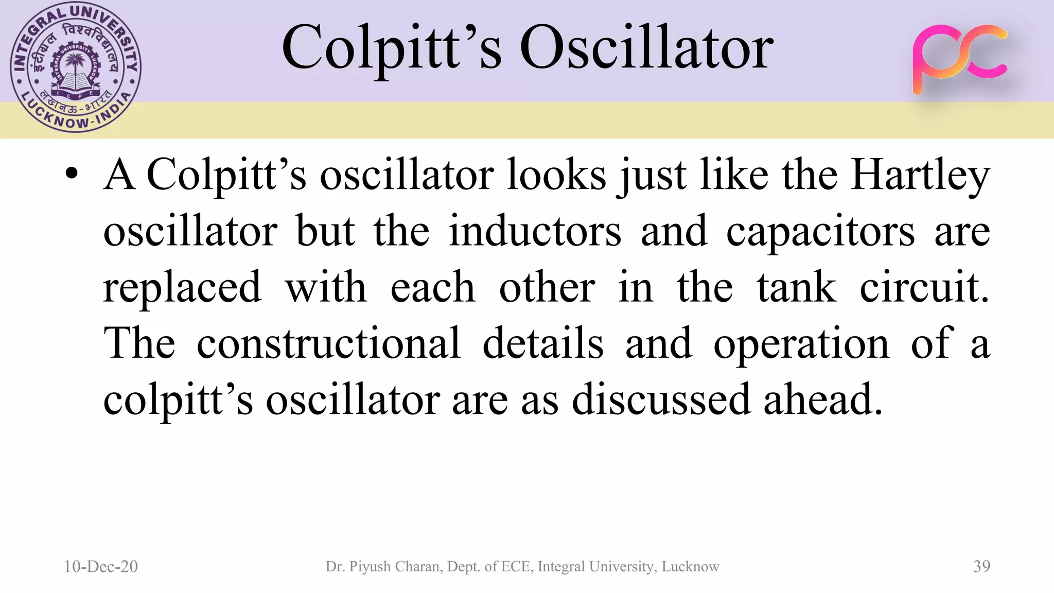 Unit 5 oscillators and voltage regulators