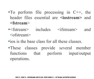 C++ IOSTREAMS and Files OOPs using Adv C++ | PDF