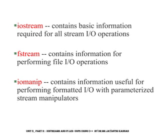 C++ IOSTREAMS and Files OOPs using Adv C++ | PDF
