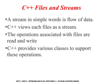 C++ IOSTREAMS and Files OOPs using Adv C++ | PDF