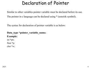 Pointer in C: declaration and initialization | PPT