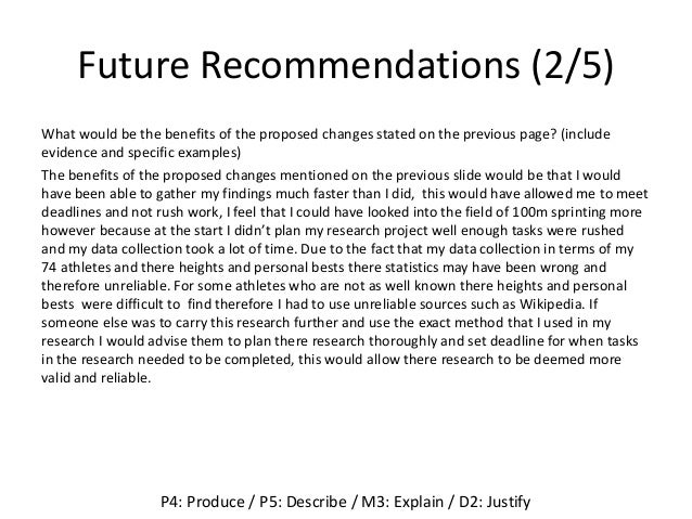 recommendation of future research