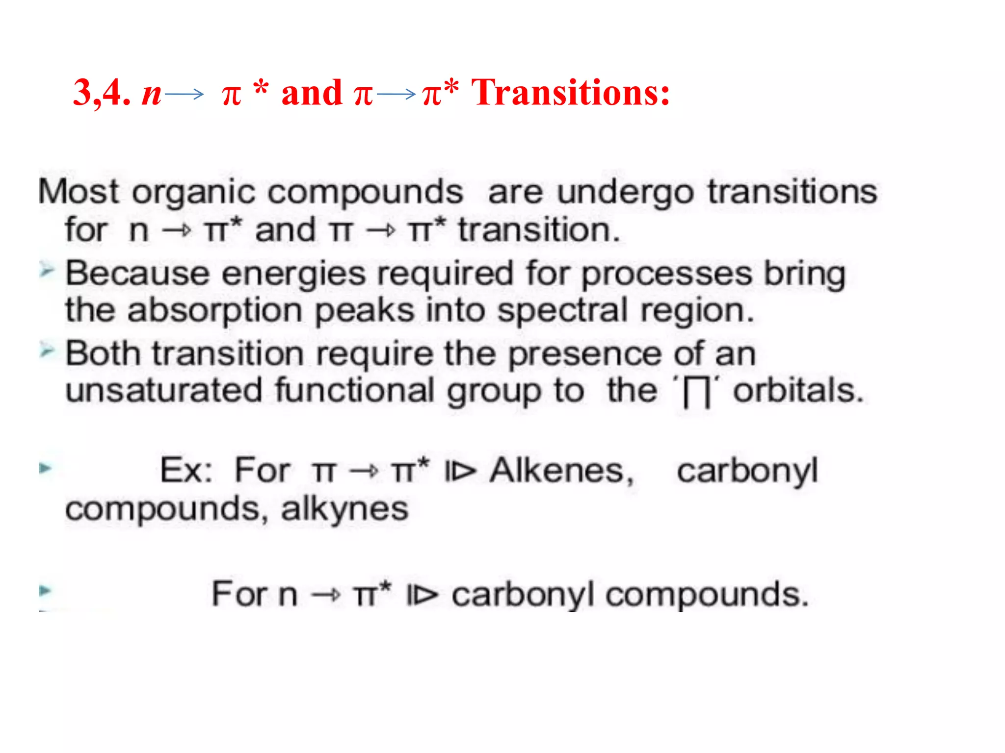 3,4. n π * and π π* Transitions:
 