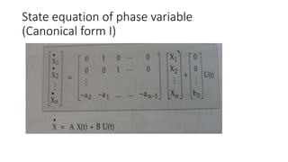 Phase Variable Canonical Form.pdf Unit 5 state space analysis | PPTX