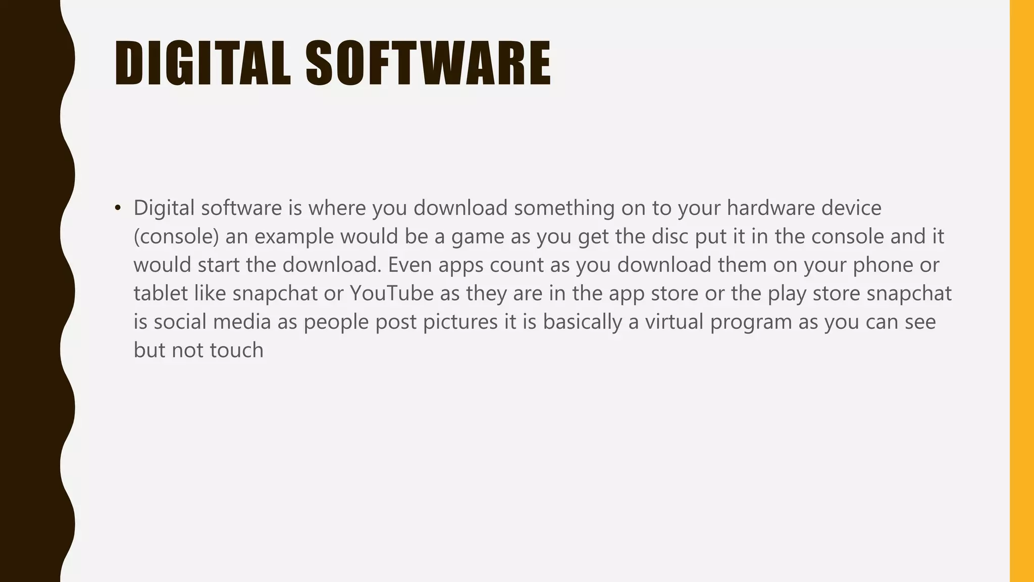 ADVANTAGES AND DISADVANTAGES
BETWEEN DIGITAL AND ANALOGUE
• Digital analogue advantages you will need Wi-Fi
• Digital is portable it can break or even lose its memory
• Digital has a infinite shelf life(meaning they it has battery life
• Can never run out) ADS just popping up
• Digital can be free sometimes need to pay sometimes
• Analogue simple to access
• Analogue is portable
 
