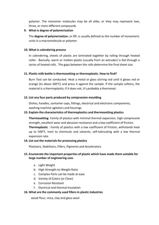 Unit 5 two marks plastics | PDF