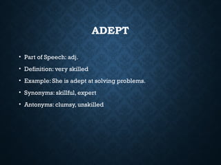 Comprehensive Vocabulary Guide: Definitions, Synonyms, and Antonyms for ...