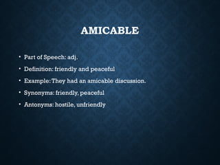Comprehensive Vocabulary Guide: Definitions, Synonyms, and Antonyms for ...