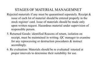 Material Rejection Procedure.pdf warehousing: Good warehousing practice, materials management | PDF