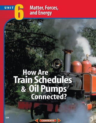 6   Matter, Forces,
UNIT
           and Energy




        How Are
      Train Schedules
        & Oil Pumps
           Connected?

524
 