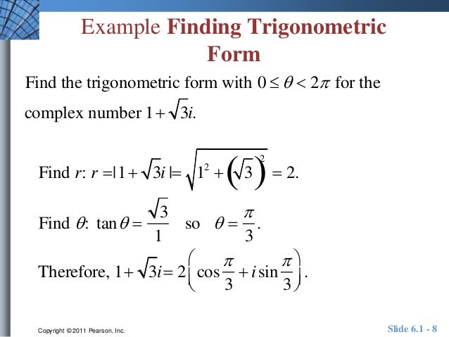 unit 6 6 express the complex number in trigonometric form 3