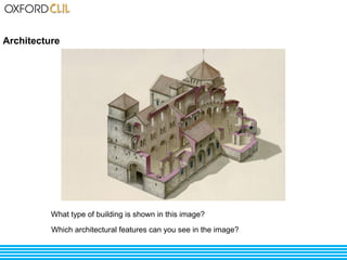 Architecture 
What type of building is shown in this image? 
Which architectural features can you see in the image? 
 