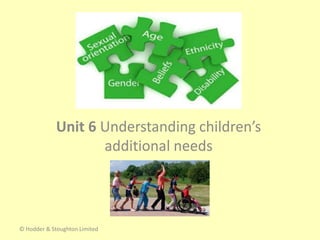 Unit 6 Understanding children’s
additional needs
© Hodder & Stoughton Limited
 