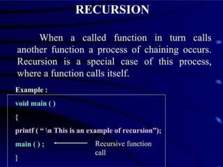 Recursion fibonnaci series quick sort merge In C language | PPT