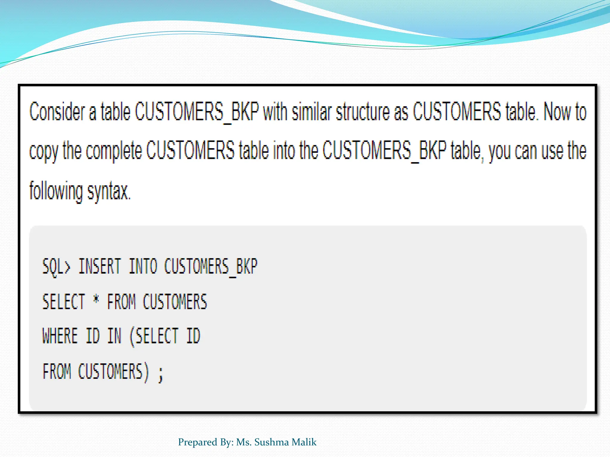 Prepared By: Ms. Sushma Malik 