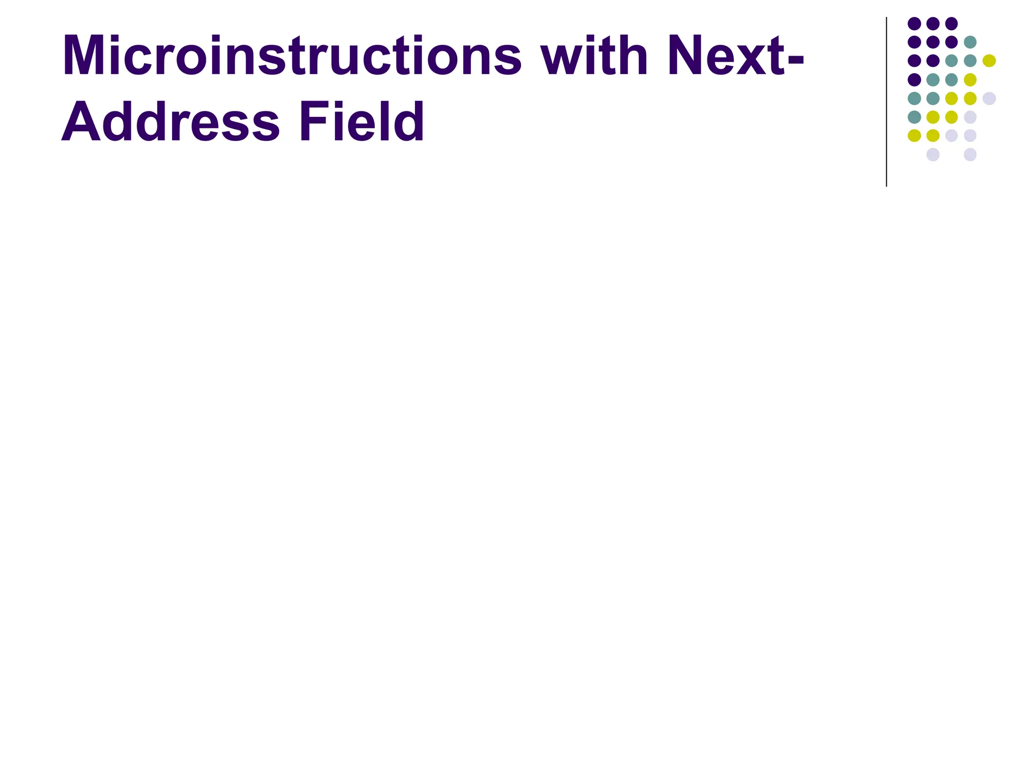 Microinstructions with Next- Address Field Figure 7.22. Microinstruction-sequencing organization. Condition codes IR Decoding circuits Control store Next address Microinstruction decoder Control signals Inputs External AR I R 