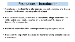 Important Resolution CLSP - Unit 6 - Company Meetings | PPTX