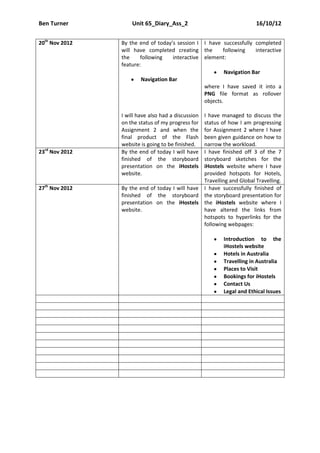 Unit 65 diary-assignment 2 | DOCX