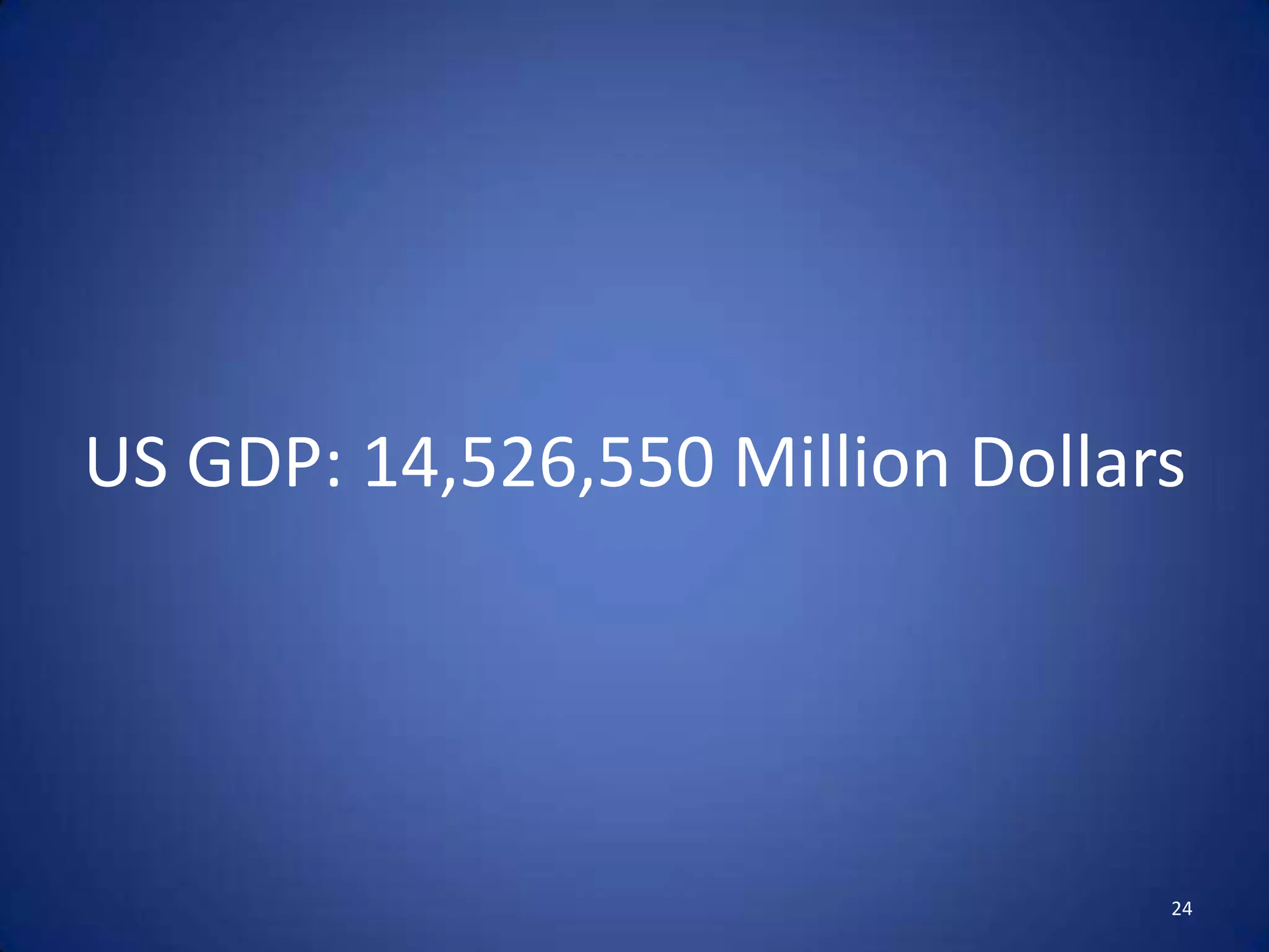US GDP: 14,526,550 Million Dollars




                                 24
 