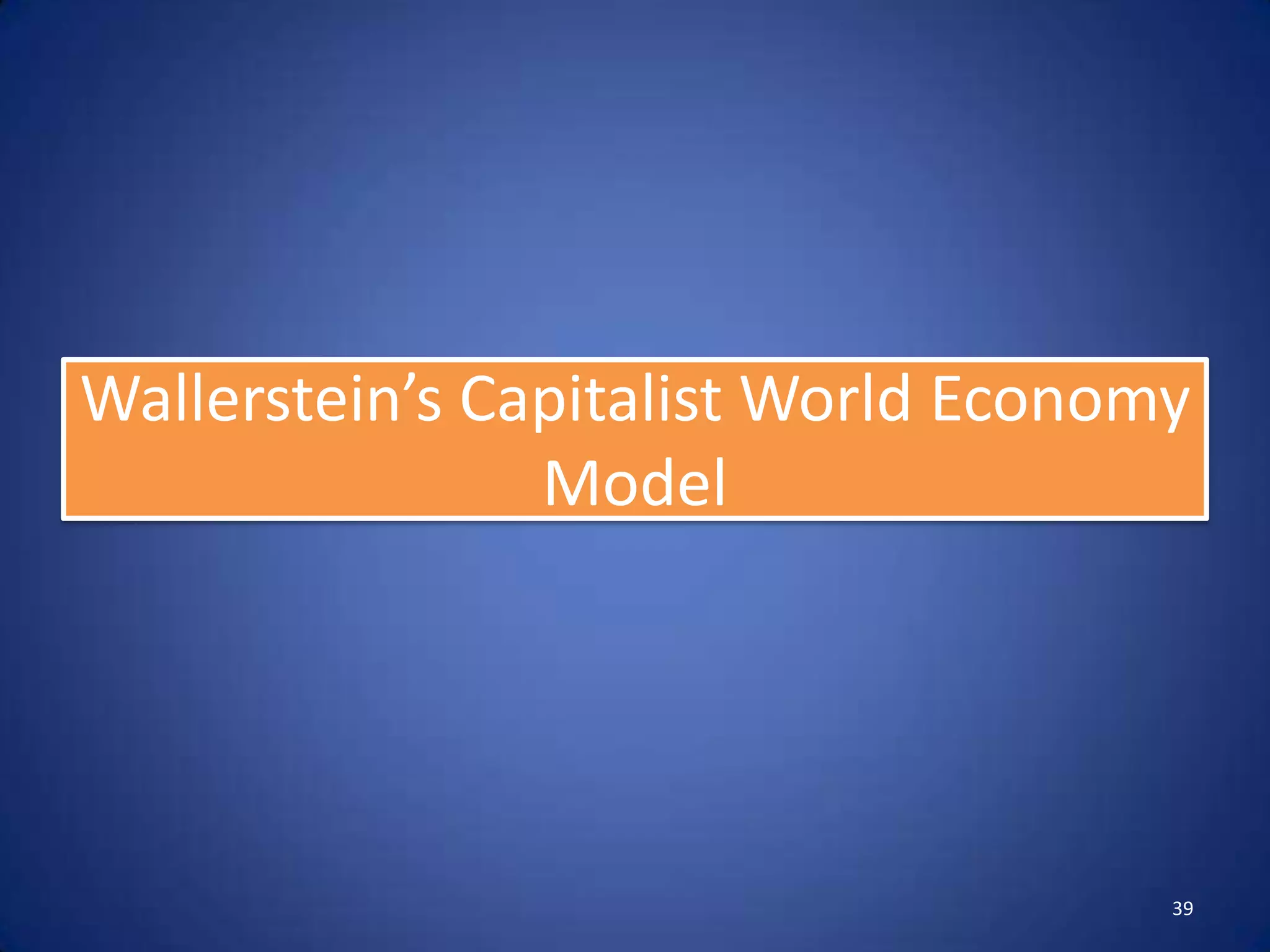 Wallerstein’s Capitalist World Economy
                Model




                                     39
 