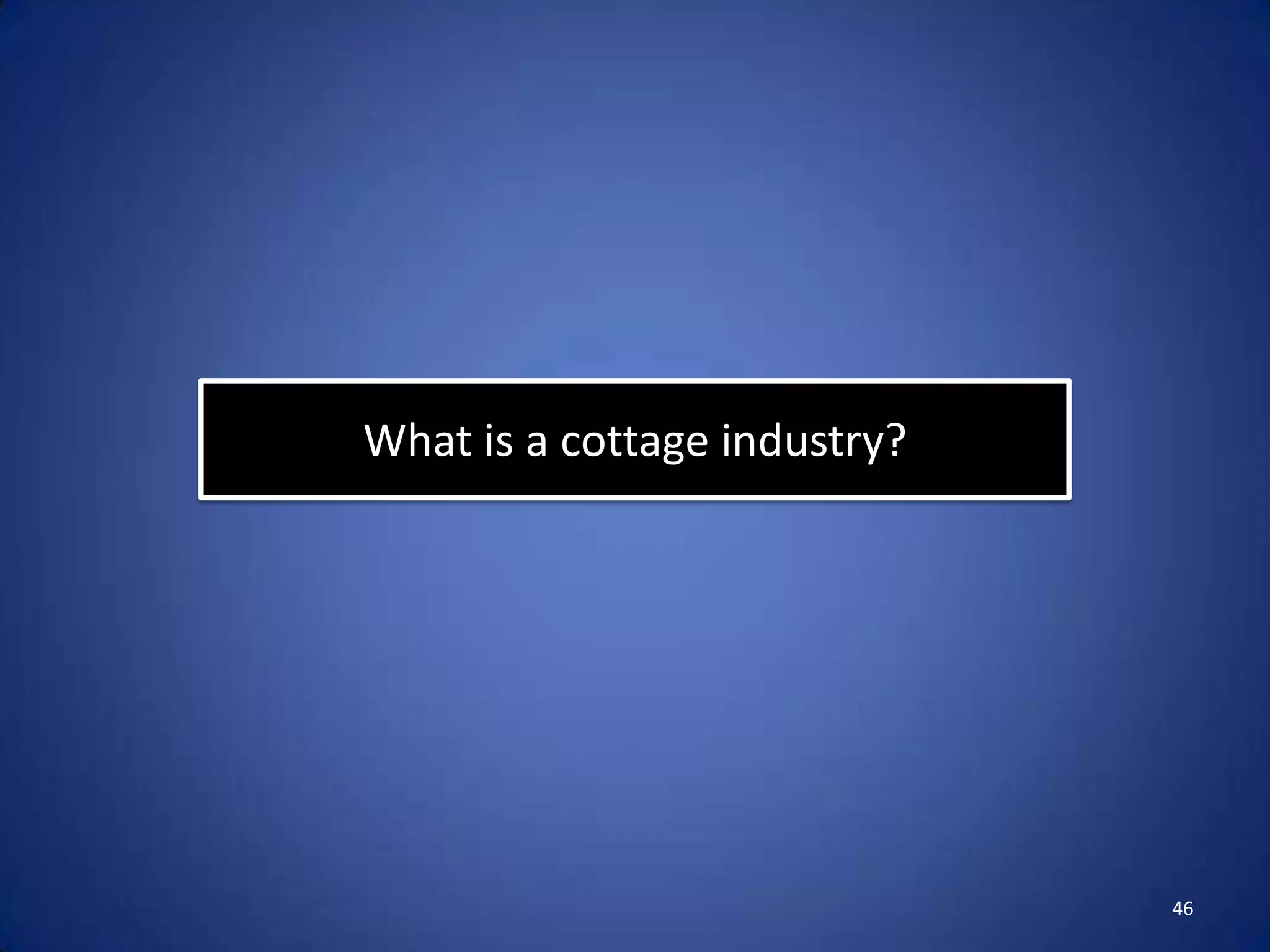 What is a cottage industry?




                              46
 