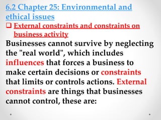 Unit 6 external influences on business activity ppt | PPTX