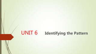 UNIT 6 Identifying the Pattern
 