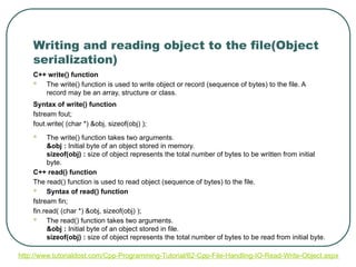 Comprehensive Guide to C++ Console and File Input/Output Operations | PPTX