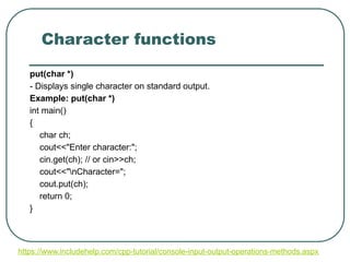 Comprehensive Guide to C++ Console and File Input/Output Operations | PPTX
