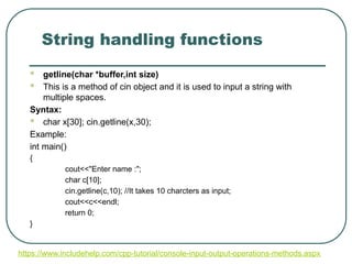 Comprehensive Guide to C++ Console and File Input/Output Operations | PPTX