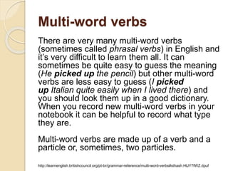Multi Examples Multi Word Verbs – Phrasal Verbs: Explanation and Examples – UGHAG