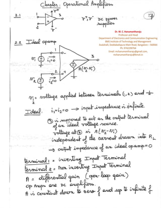 Unit 6 Operational Amplifiers Notes by Dr. M. C. Hanumantharaju of BMSIT Bangalore