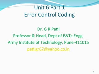 ERROR CONTROL CODING IN DIGITAL COMMUNICATION | PPT