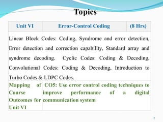 ERROR CONTROL CODING IN DIGITAL COMMUNICATION | PPT