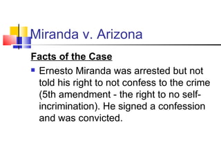 5th amendment court cases