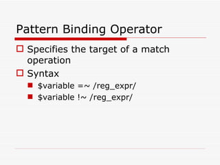 PERL Unit 6 regular expression | PPT