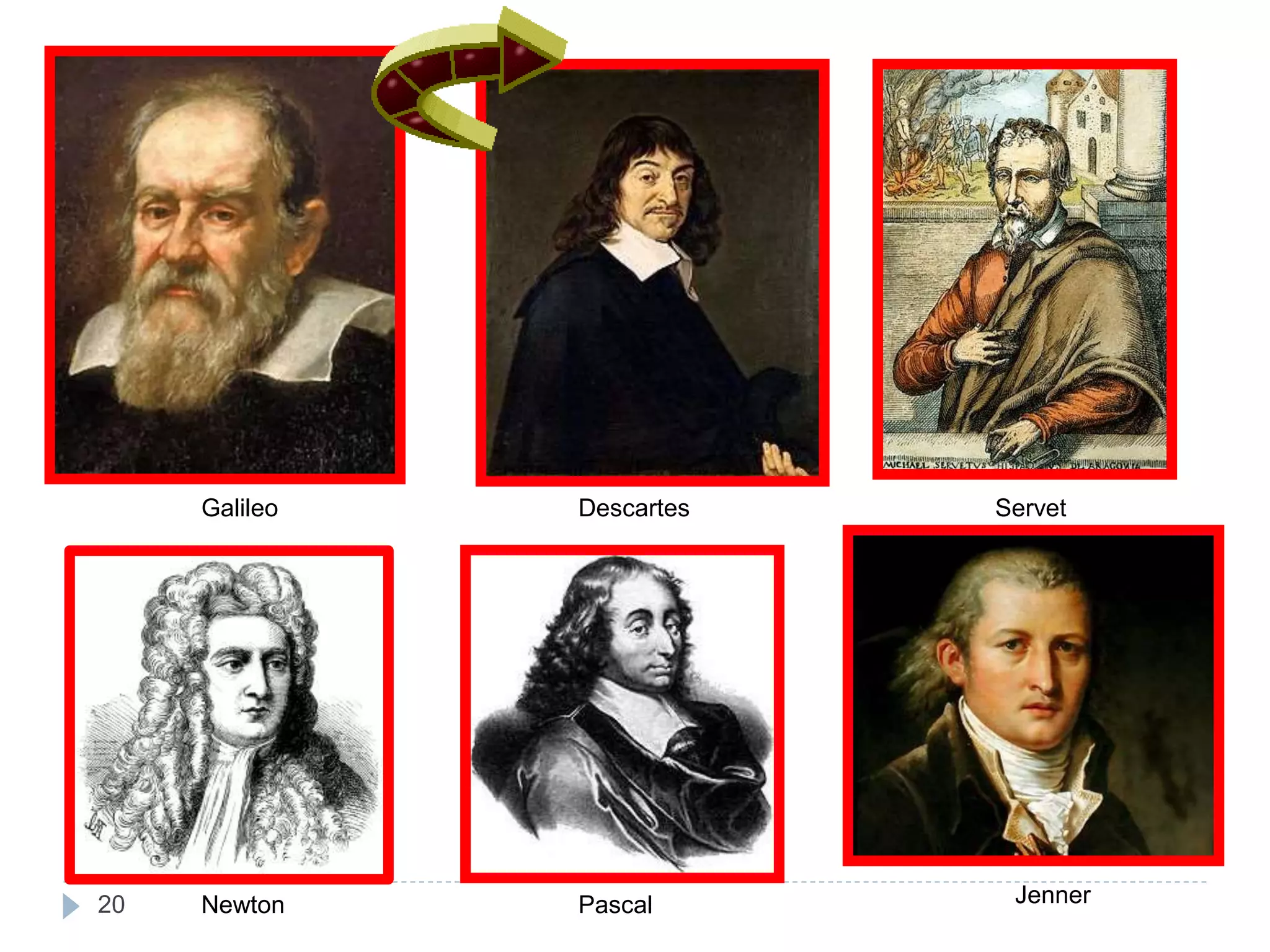 20
Galileo ServetDescartes
Newton Pascal Jenner
 