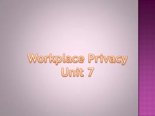 Workplace Privacy Unit 7 