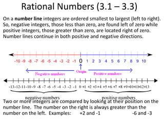 Number Line Rational Numbers Less Than Three Unit 7 | PPTX