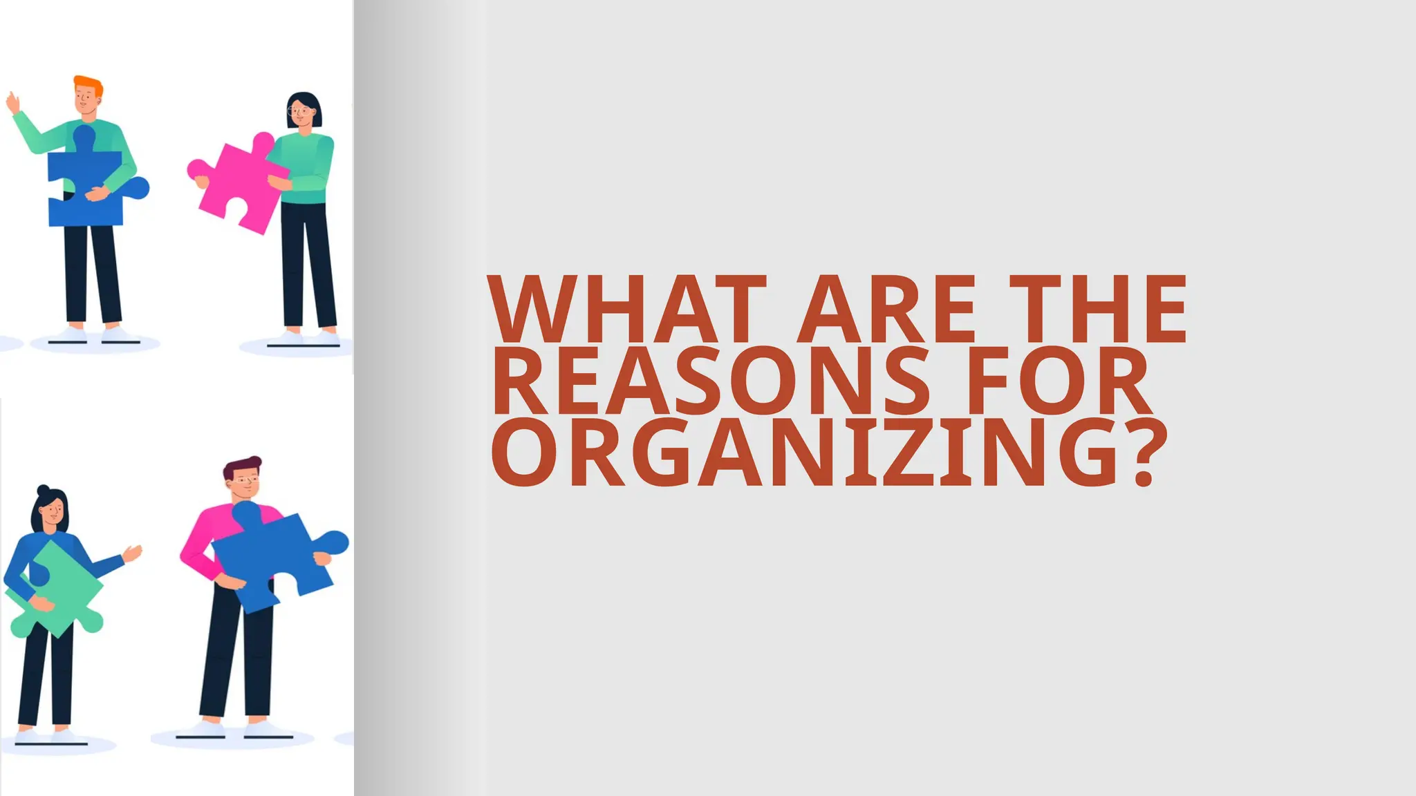 WHAT ARE THE
REASONS FOR
ORGANIZING?
 